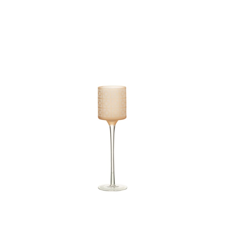 Photophore à motif de carré sur pied en verre multicouleur 7x7x25 cm Photophore à motif de carré sur pied en verre multicouleur 7x7x25 cm