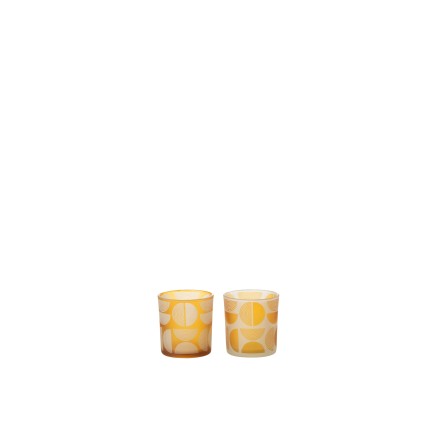 Set de 2 photophores à demi-cercles en verre multicouleur 8x8x8 cm