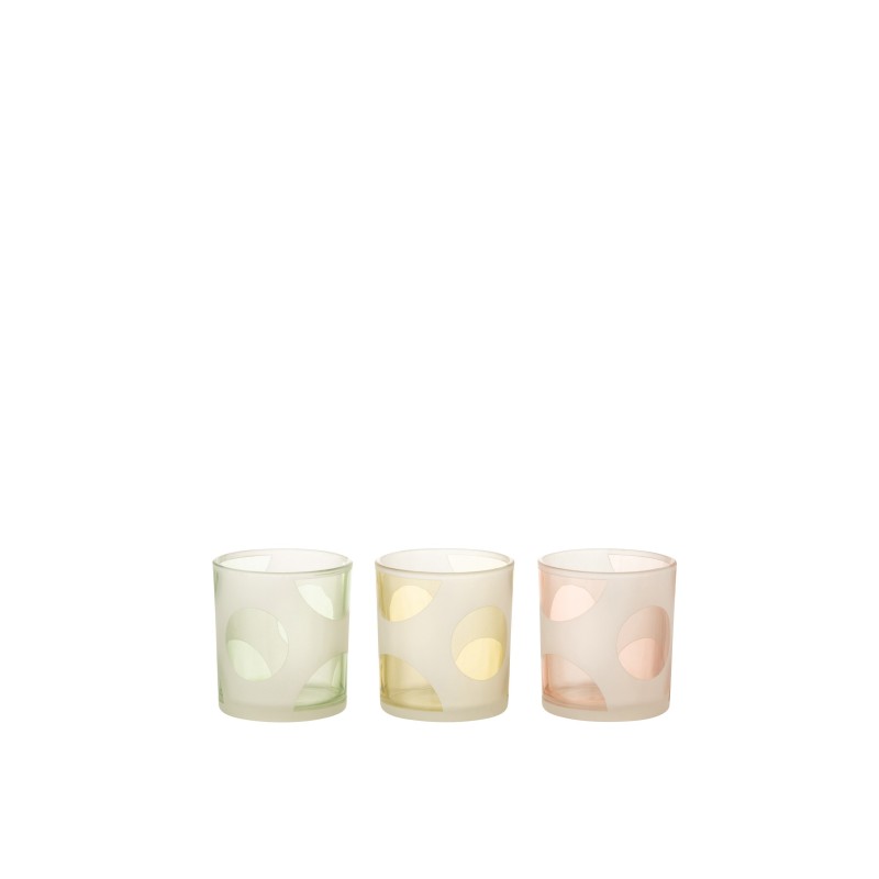 Set de 3 photophores ronds en verre multicouleur 8x8x8 cm Set de 3 photophores ronds en verre multicouleur 8x8x8 cm