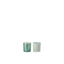 Set de 2 photophores à spirales en verre multicouleur 8x8x8 cm