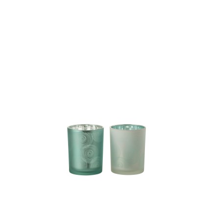 Set de 2 photophores à spirales en verre multicouleur 10x10x13 cm
