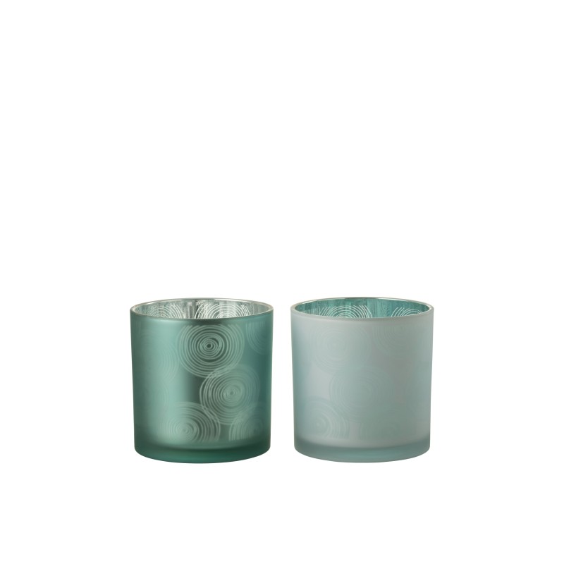 Set de 2 photophores à spirales en verre multicouleur 15x15x15 cm Set de 2 photophores à spirales en verre multicouleur 15x15x15 cm