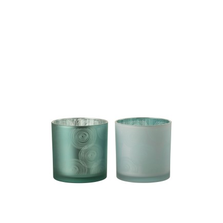 Set de 2 photophores à spirales en verre multicouleur 15x15x15 cm