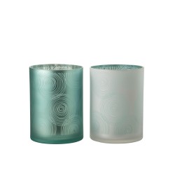 Set de 2 photophores à spirales en verre multicouleur 17x17x24 cm