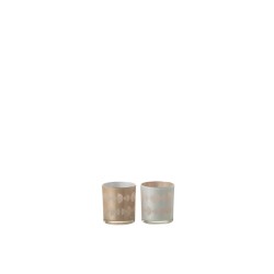 Set de 2 photophores à demi-lune en verre multicouleur 8x8x8 cm