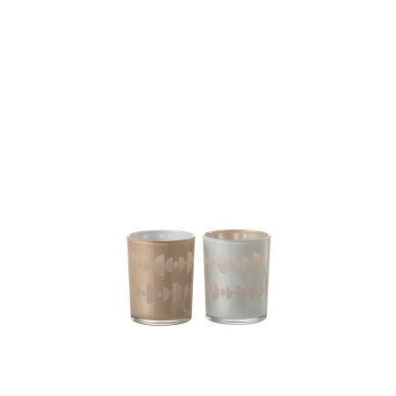 Set de 2 photophores à demi-lune en verre multicouleur 10x10x13 cm