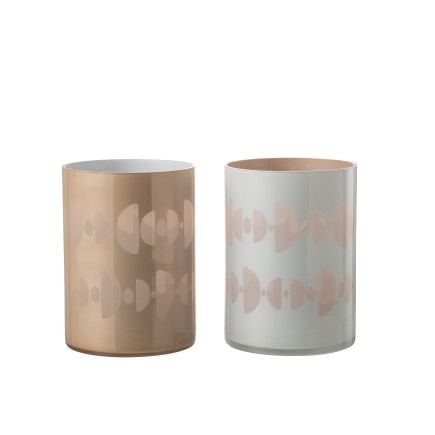 Set de 2 photophores à demi-lune en verre multicouleur 17x17x24 cm