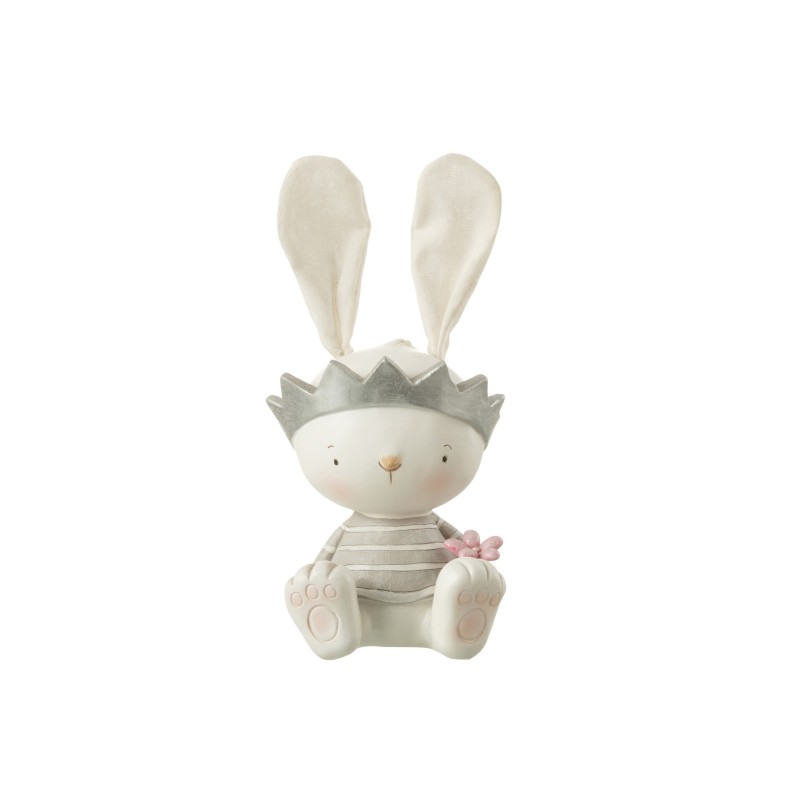 Tirelire lapin assis en synthétique multicouleur 18x13x29 cm