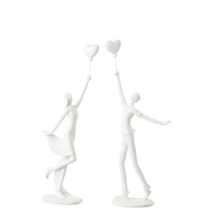 Pareja con globo corazón en blanco de 14x6x33 cm
