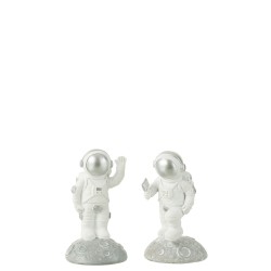 Set de 2 astronautes en résine Blanc 6,5x6,5x11,5cm