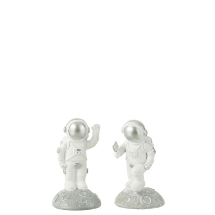 Set de 2 astronautes en résine Blanc 6,5x6,5x11,5cm