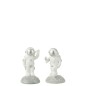 Set de 2 astronautes en résine Blanc 6,5x6,5x11,5cm Set de 2 astronautes en résine Blanc 6,5x6,5x11,5cm