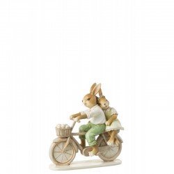 Pareja de conejos en bicicleta de colores sintéticos multicapa de 14x5x15 cm