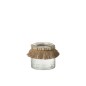 Photophore avec col raffia en verre transparent 12x12x11 cm Photophore avec col raffia en verre transparent 12x12x11 cm