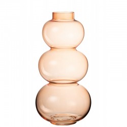 Vase 3 boules en verre orange 19x19x36 cm