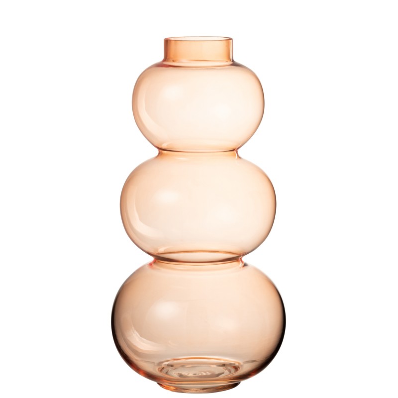 Vase 3 boules en verre orange 19x19x36 cm Vase 3 boules en verre orange 19x19x36 cm