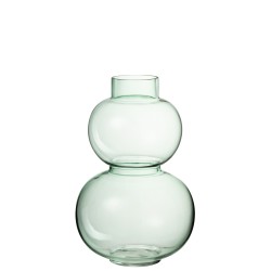 Vase 2 boules en verre vert 19x19x29 cm