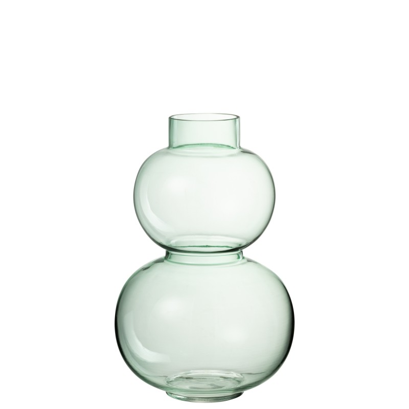 Vase 2 boules en verre vert 19x19x29 cm Vase 2 boules en verre vert 19x19x29 cm