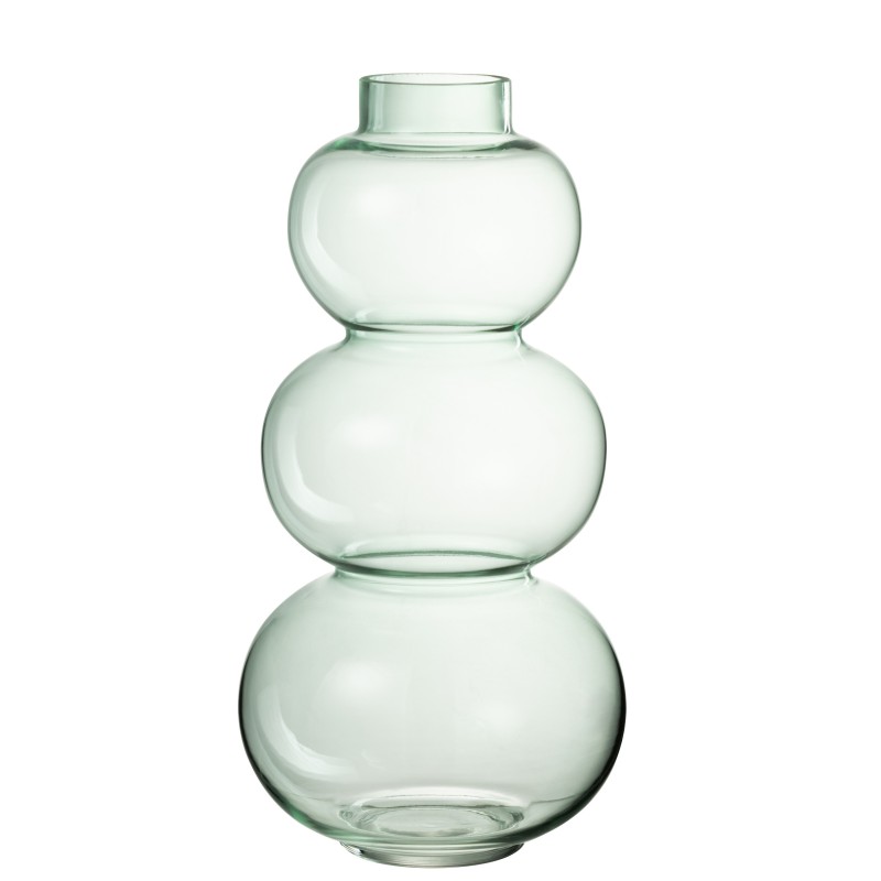 Vase 3 boules en verre vert 19x19x36 cm Vase 3 boules en verre vert 19x19x36 cm
