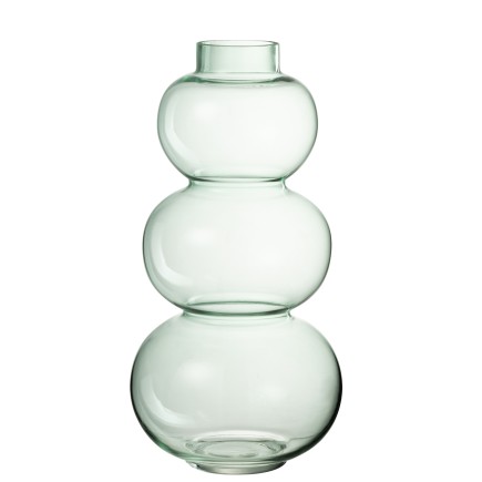 Vase 3 boules en verre vert 19x19x36 cm