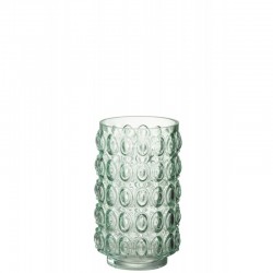 Vase 2 boules en verre vert 14x14x23 cm