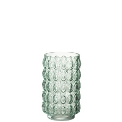Vase 2 boules en verre vert 14x14x23 cm