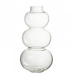 Vase 3 boules en verre transparent 19x19x36 cm