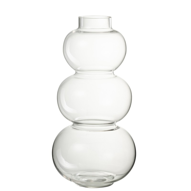 Vase 3 boules en verre transparent 19x19x36 cm Vase 3 boules en verre transparent 19x19x36 cm