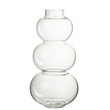 Vase 3 boules en verre transparent 19x19x36 cm