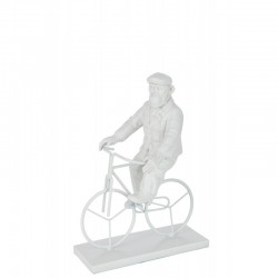 Mono en bicicleta de material sintético blanco de 21x12x25 cm