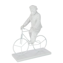 Singe à vélo en synthétique blanc 26x14x34 cm