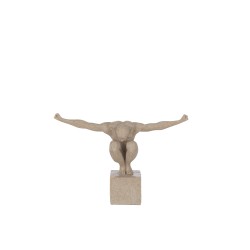 Atleta en pedestal de sintético beige de 32x12x23 cm