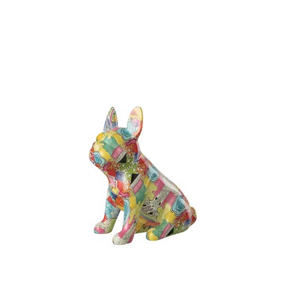Bulldog pop-art en synthétique multicouleur 29x18x33 cm