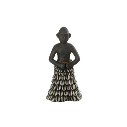 Hombre étnico de pie en resina negra 9x7x21 cm