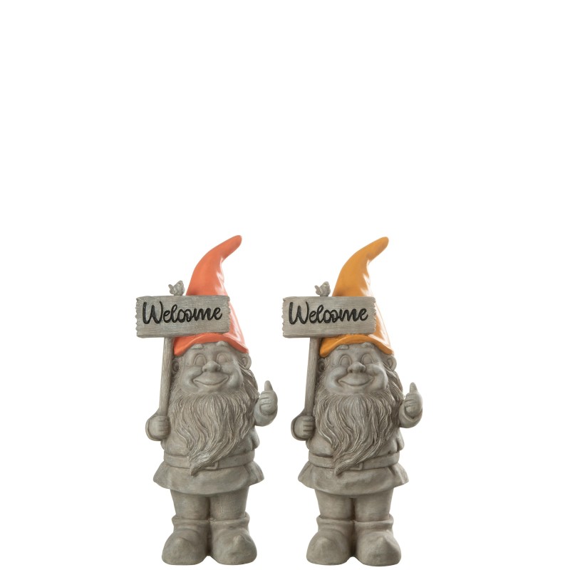 Set de 2 lutins debout avec chapeau ornage en multicouleur 16x13x36 cm Set de 2 lutins debout avec chapeau ornage en multicouleur 16x13x36 cm