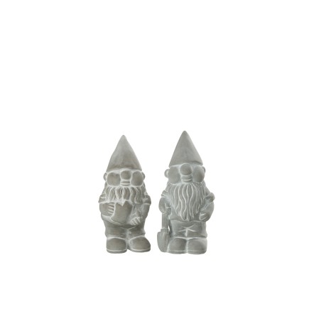 Set 2 lutins en ciment gris 10x9x19 cm