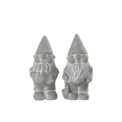 Set 2 lutins en ciment gris 14x13x26 cm