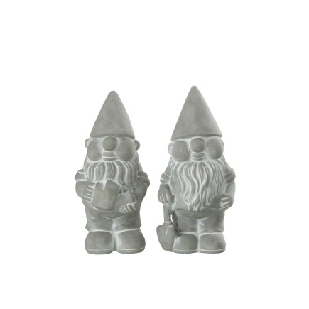 Set 2 lutins en ciment gris 14x13x26 cm