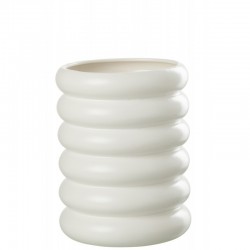 Cache-pot style bouées en porcelaine blanc 20x20x25 cm