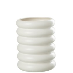 Cache-pot style bouées en porcelaine blanc 20x20x25 cm