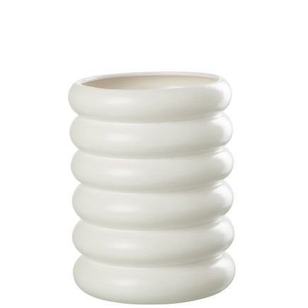 Macetero porcelana blanca tipo boya 20x20x25 cm