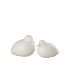 Set de 2 oiseaux en plastique blanc 22x16x17 cm