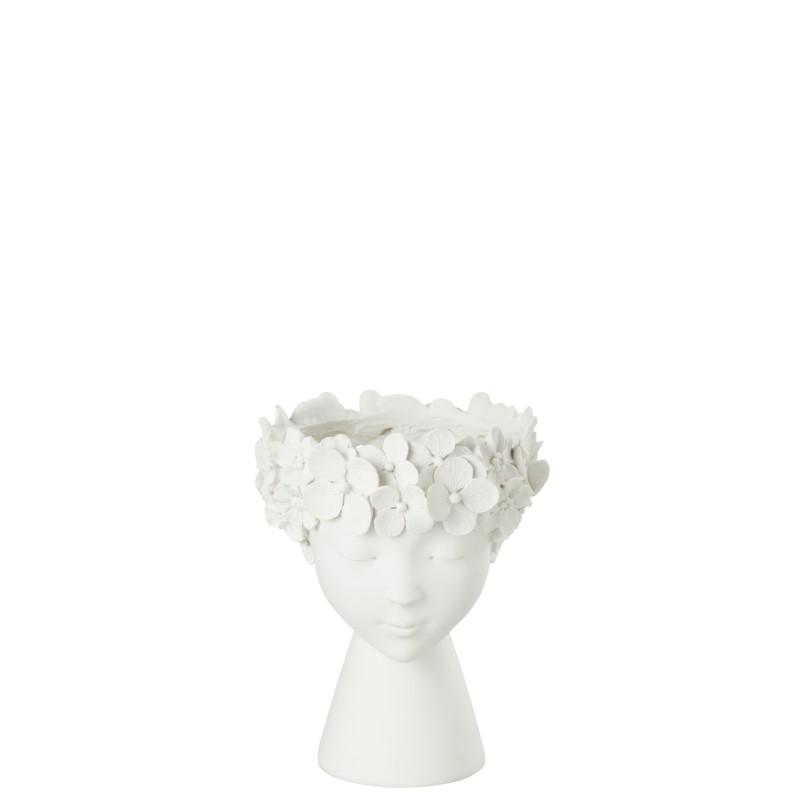 Macetero en forma de cabeza de plástico blanco 21x21x23 cm Macetero en forma de cabeza de plástico blanco 21x21x23 cm