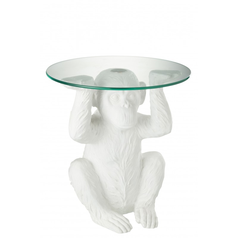 Table basse avec singe pied en plastique blanc 45x45x49 cm