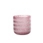 Photophore à lignes en verre rose 14x14x15 cm Photophore à lignes en verre rose 14x14x15 cm