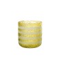 Photophore à lignes en verre jaune 14x14x15 cm Photophore à lignes en verre jaune 14x14x15 cm