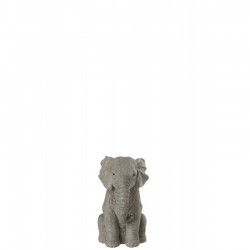 Éléphant assis en synthétique gris 12x12x19 cm