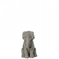 Éléphant assis en synthétique gris 16x15x24 cm
