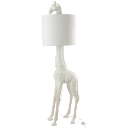 Lámpara jirafa de material sintético blanco de 53x34x179 cm.