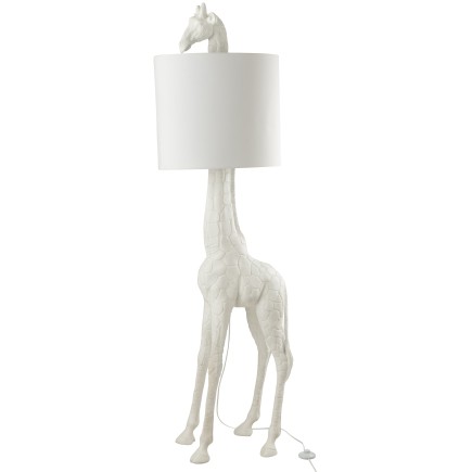 Lámpara jirafa de material sintético blanco de 53x34x179 cm.